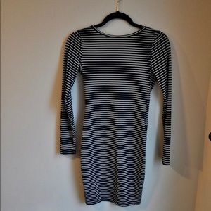 Black & White Striped Mini Dress Low Back